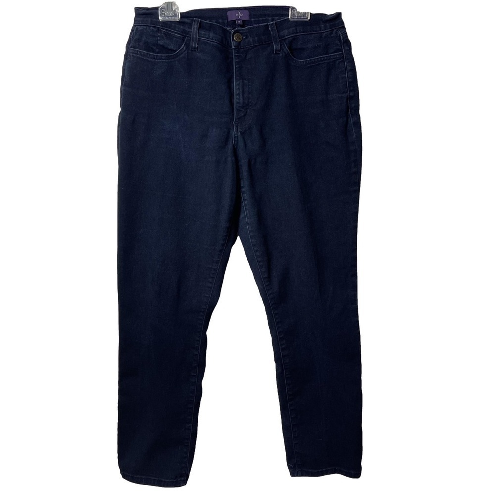 NYDJ Straight Leg Lift Tuck Technology Dark Blue Wash Jeans 14